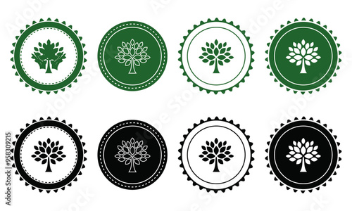 Ecology icon set. Ecology Stamps. Environment, sustainability, nature, recycle, renewable energy; electric bike, eco-friendly, forest, wind power, green symbol. Solid icons vector collection.