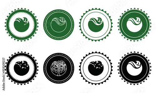 Ecology icon set. Ecology Stamps. Environment, sustainability, nature, recycle, renewable energy; electric bike, eco-friendly, forest, wind power, green symbol. Solid icons vector collection.