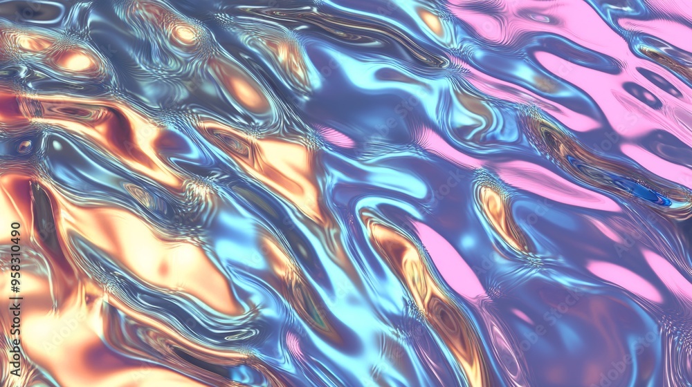 Mesmerizing Metallic Holographic Water Ripples - Abstract Chrome Effect in Ultra HD Mesmerizing Metallic Holographic Water Ripples - Abstract Chrome Effect in Ultra HD
