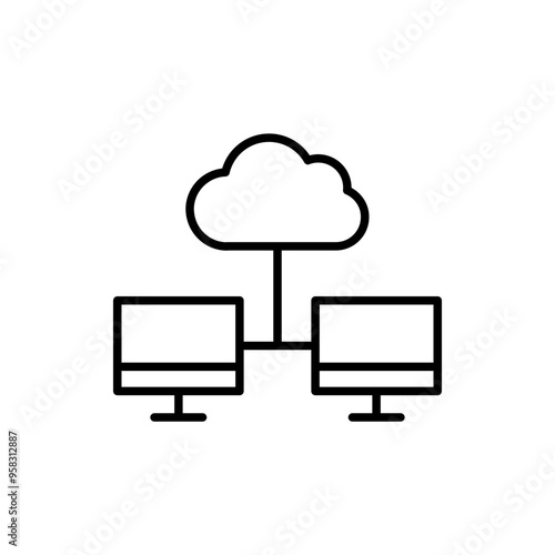 Data backup outline icons, minimalist vector illustration ,simple transparent graphic element .Isolated on white background