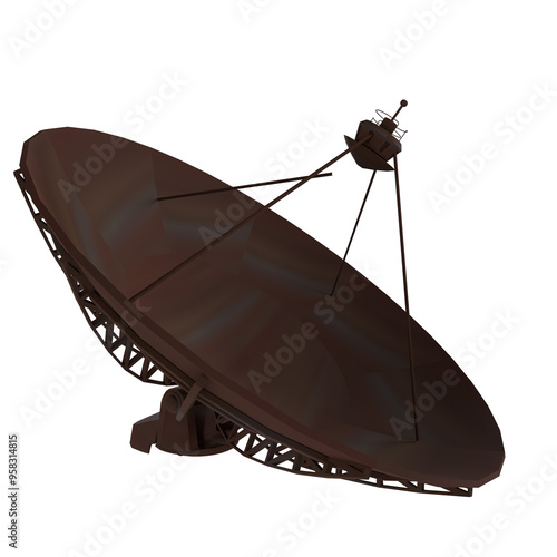 3D rendering of a satellite dish on a clear day in a research facility