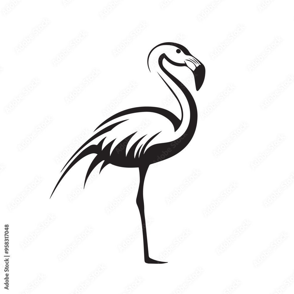 Flamingo in cartoon, doodle style . Image for t-shirt, web, mobile apps and ui. Isolated 2d vector illustration in logo, icon, sketch style, Eps 10, black and white. AI Generative Flamingo in cartoon, doodle style . Image for t-shirt, web, mobile apps and ui. Isolated 2d vector illustration in logo, icon, sketch style, Eps 10, black and white. AI Generative