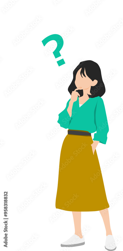 考え事をする女性のイラスト 考え事をする女性のイラスト