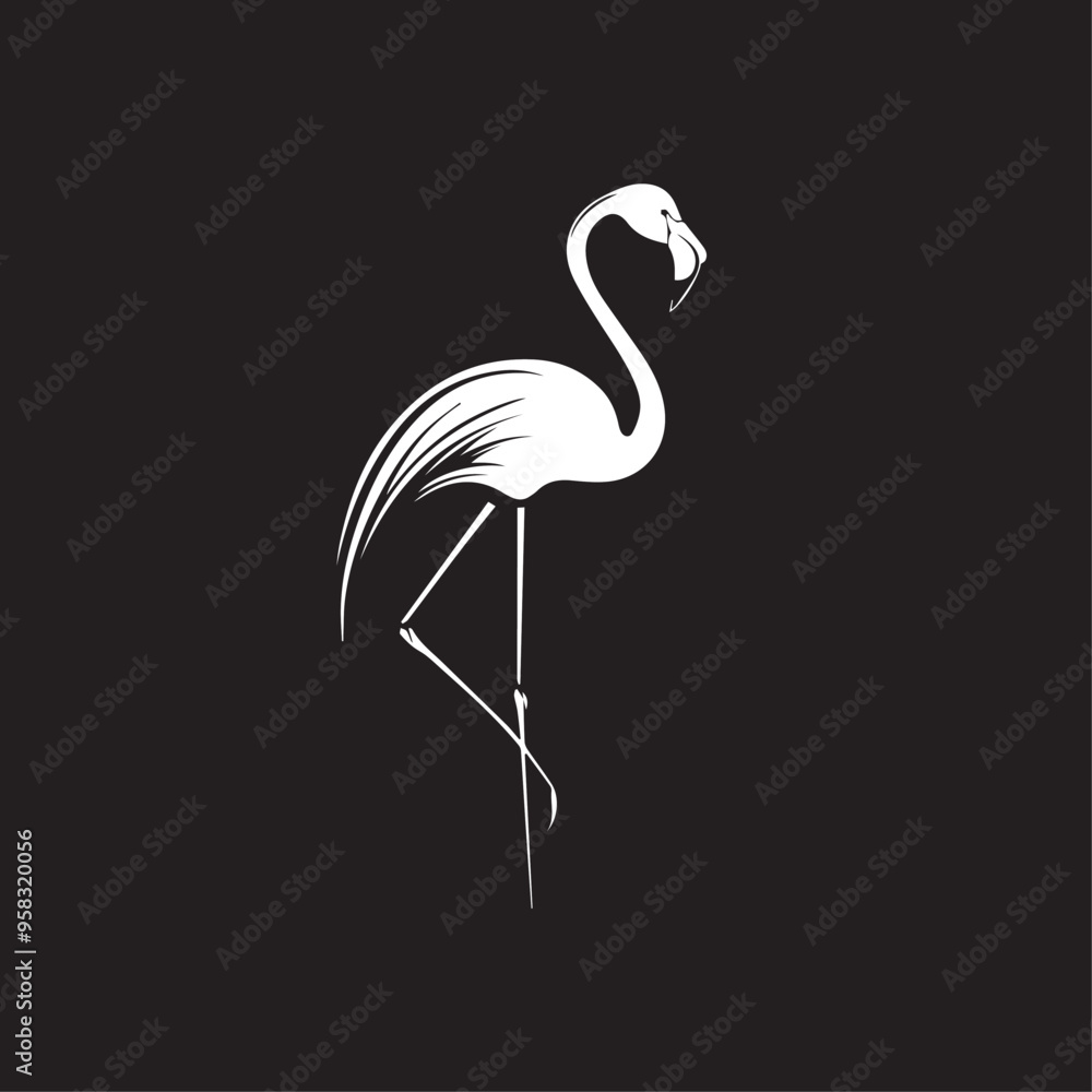 Obraz premium Flamingo in cartoon, doodle style . Image for t-shirt, web, mobile apps and ui. Isolated 2d vector illustration in logo, icon, sketch style, Eps 10, black and white. AI Generative