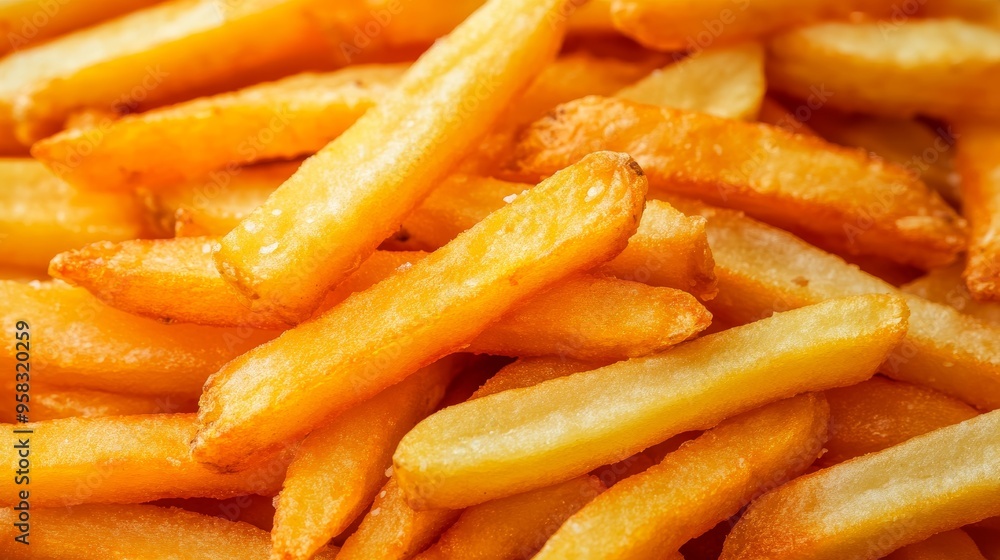 Creative background design featuring a unique arrangement of french fries as the central element Creative background design featuring a unique arrangement of french fries as the central element