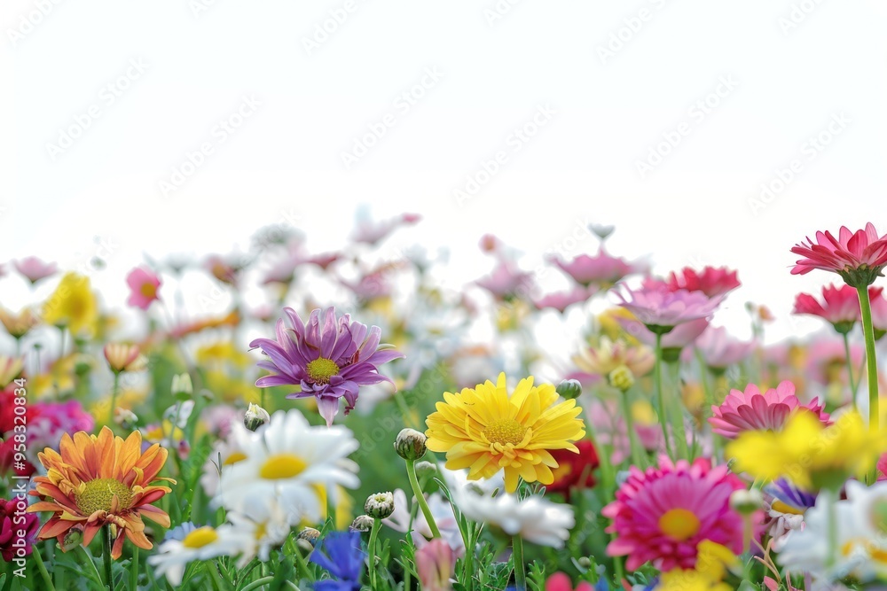 Fototapeta premium Daisy flowers garden asteraceae grassland.