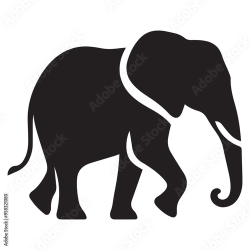 Detailed and Elegant Elephant Silhouette Vector Art for Professional and Creative Uses
 photo