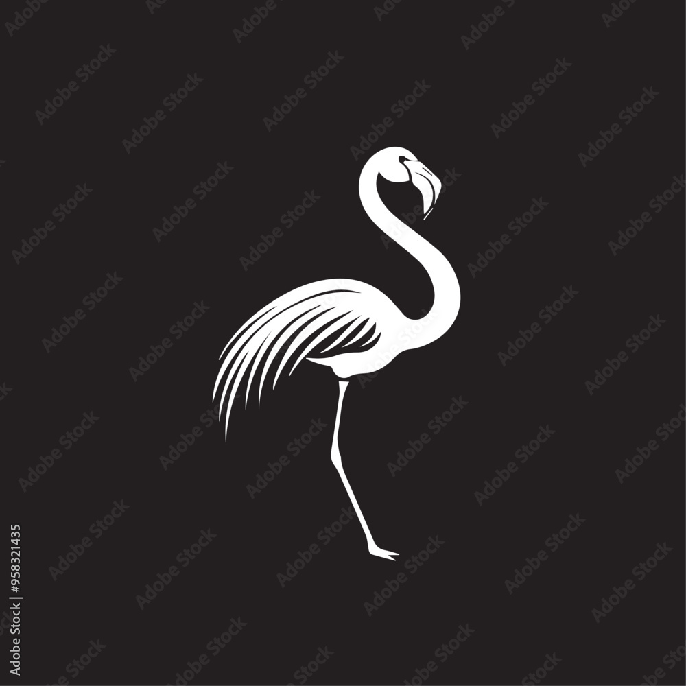 Obraz premium Flamingo in cartoon, doodle style . Image for t-shirt, web, mobile apps and ui. Isolated 2d vector illustration in logo, icon, sketch style, Eps 10, black and white. AI Generative