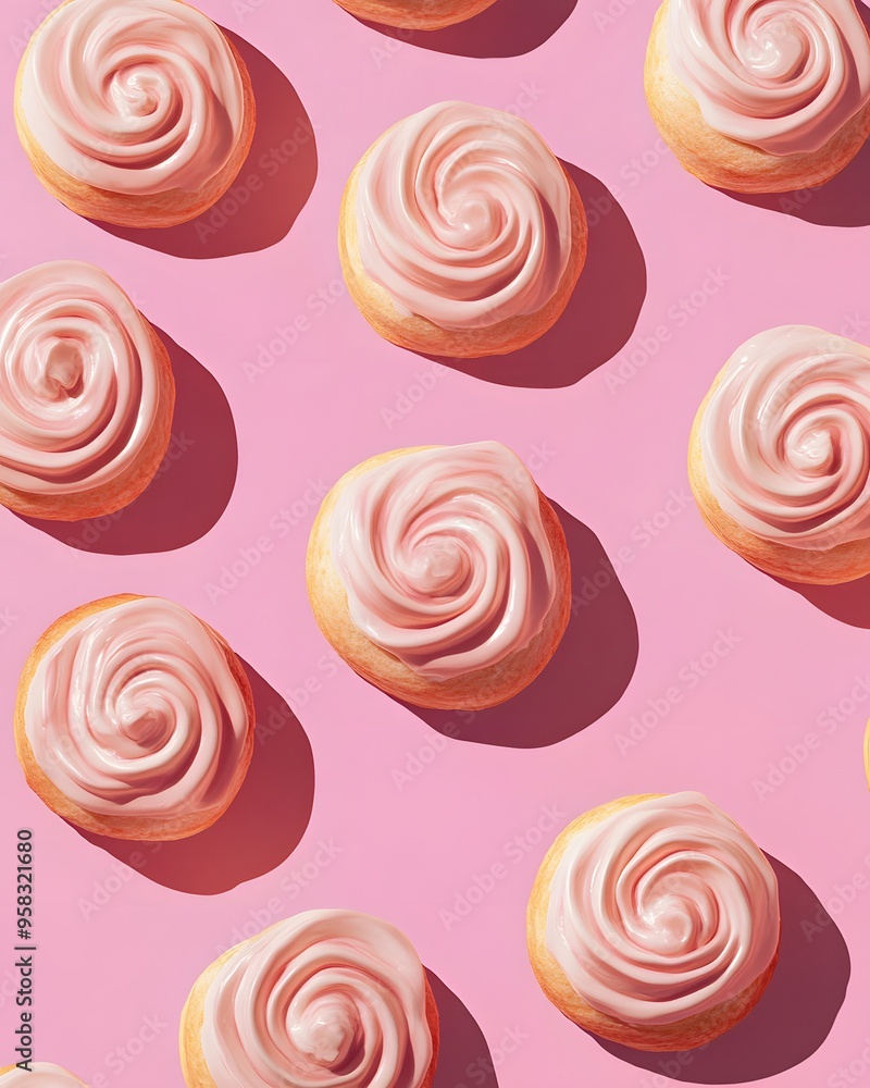 cinnamon roll on a pink background cinnamon roll on a pink background