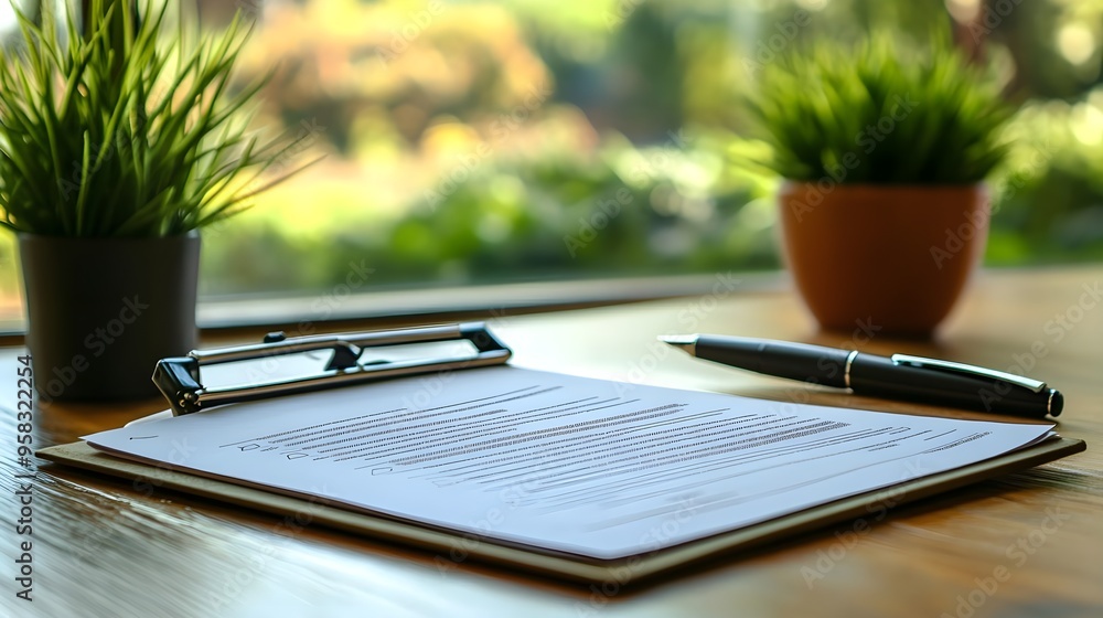 Checklist on Clipboard with Pen and Plants Checklist on Clipboard with Pen and Plants