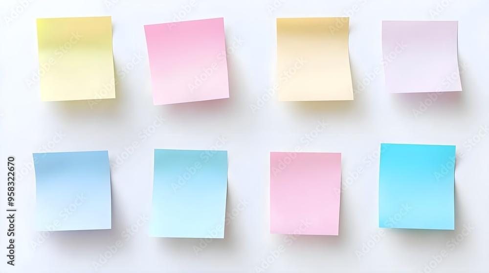 Colorful Blank Sticky Notes on White Background Colorful Blank Sticky Notes on White Background