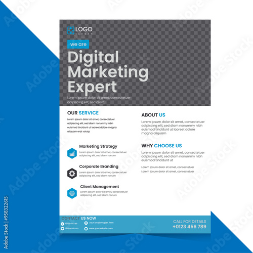Corporate business flyer template her color is blue,black
Digital Marketing Expert  font size newest trendy   multipurpose minimal official business advertising magazine poster flyer 