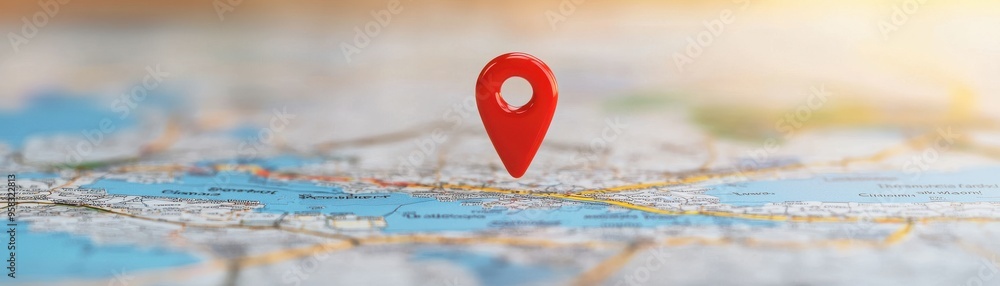 red map pin on a geographical map, symbolizing location and navigation for travelers and explorers. red map pin on a geographical map, symbolizing location and navigation for travelers and explorers.