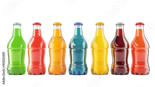 Row of Colorful Glass Bottles with Caps