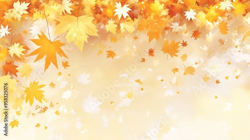 A beautiful watercolor illustration of autumn leaves. Made with generative AI technology