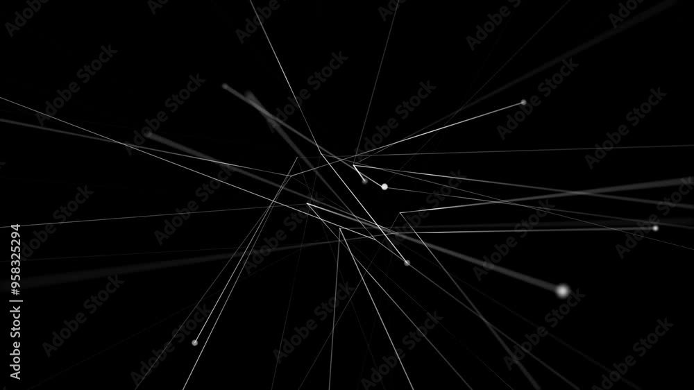 Minimalist black abstract background with connecting sleek white line particles. Modern clean angular design. Tech inspired connectivity concept. Full HD and looping black minimalism animation. Minimalist black abstract background with connecting sleek white line particles. Modern clean angular design. Tech inspired connectivity concept. Full HD and looping black minimalism animation.
