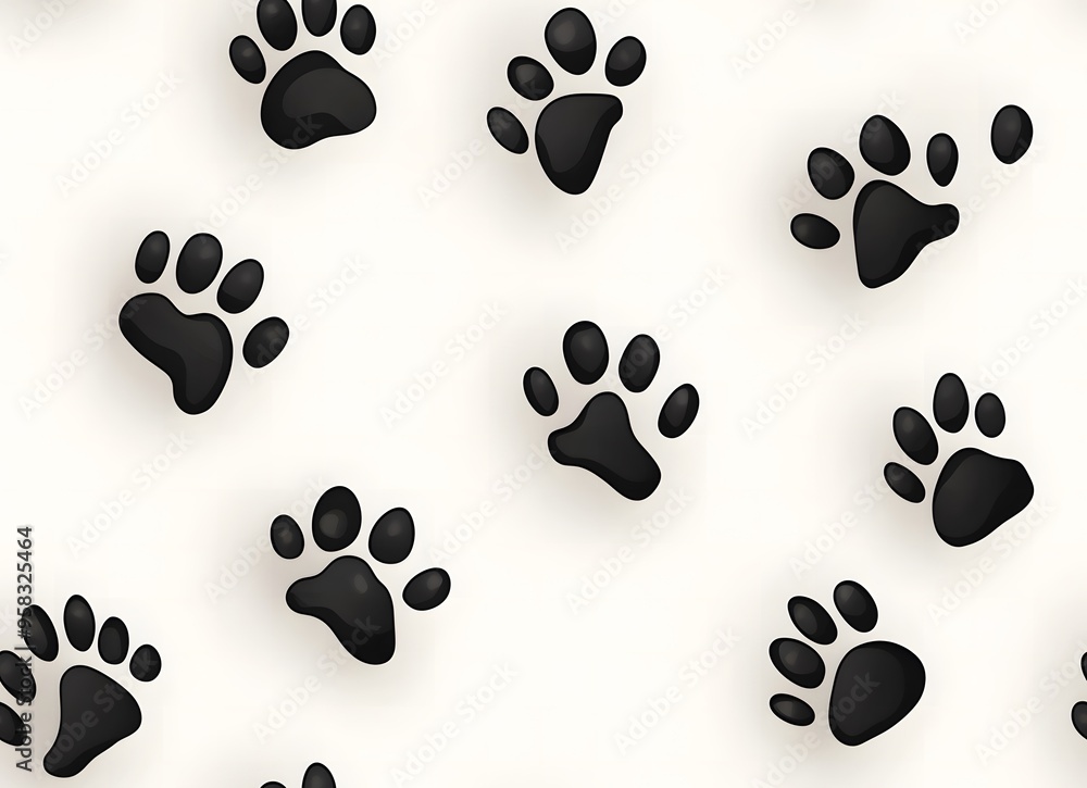 Seamless pattern of black dog paw prints on a white background Seamless pattern of black dog paw prints on a white background