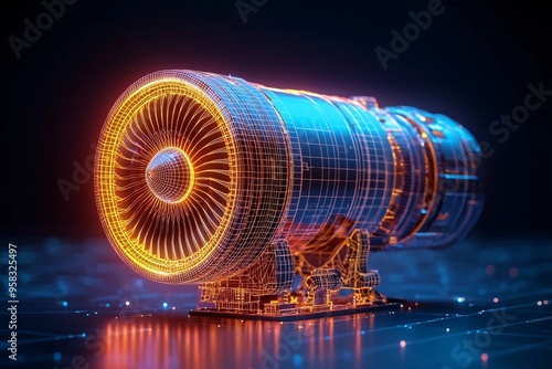 Jet Engine Wireframe.