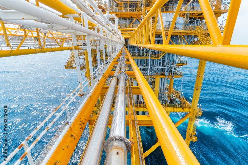 Offshore oil and gas wellhead platform supplying raw materials to refineries and power plants Offshore oil and gas wellhead platform supplying raw materials to refineries and power plants