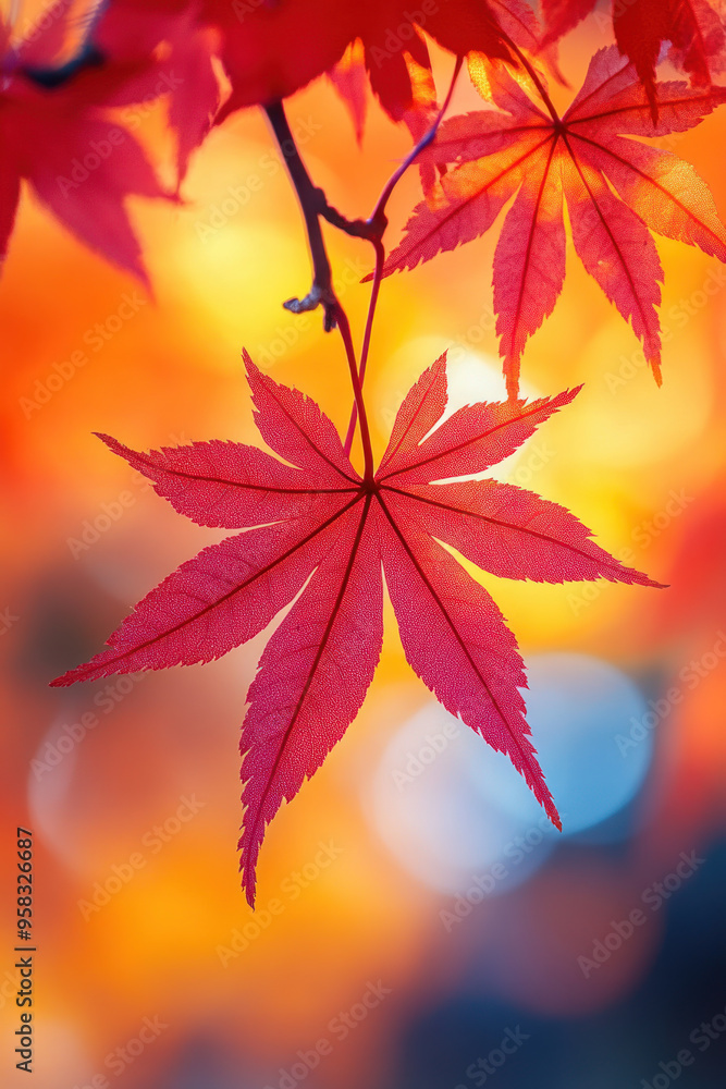 Red maple leaves for autumn social media vertical background campaign Red maple leaves for autumn social media vertical background campaign