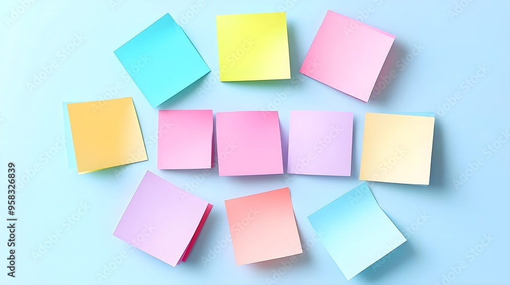 Colorful Sticky Notes on Blue Background
