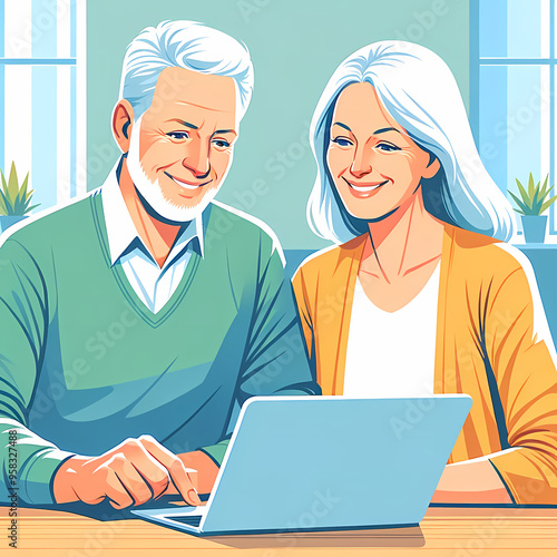 Senior Couple Using Laptop
