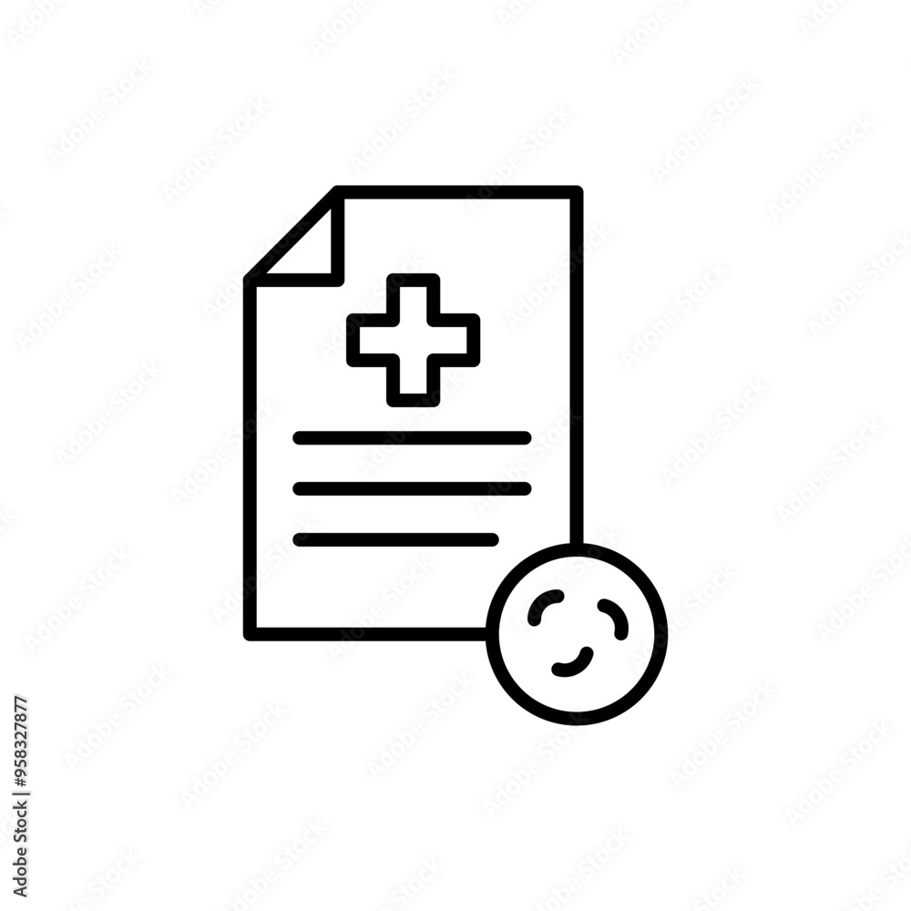 Dermatology report outline icons, minimalist vector illustration ,simple transparent graphic element .Isolated on white background