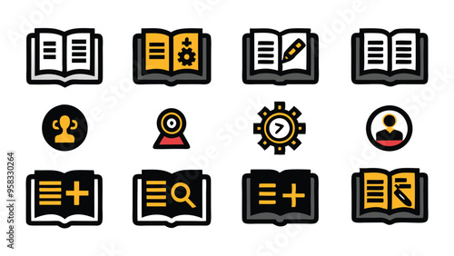 Set of 12 user manual instruction icons vector, for client.