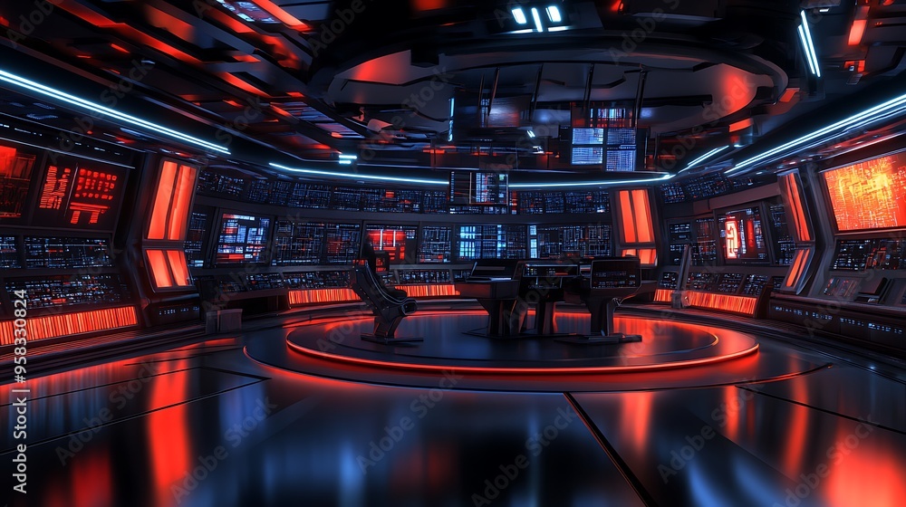 News Studio with Cityscape View