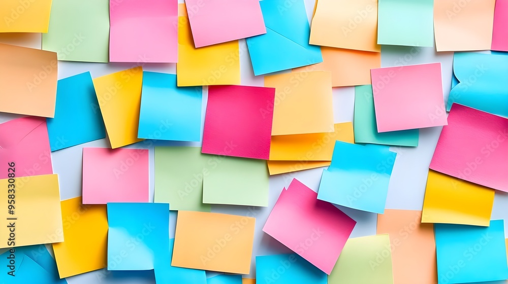 Colorful Sticky Notes on White Background - Abstract Texture Colorful Sticky Notes on White Background - Abstract Texture