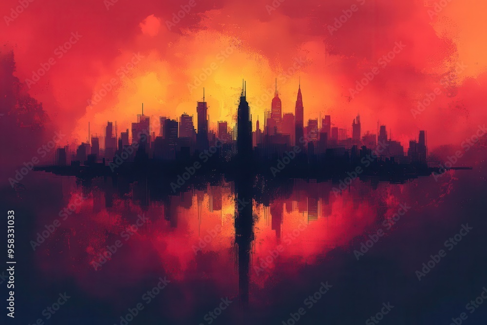 stylized vector illustration of city skyline forming cross shape blend of urban landscape and religious symbolism creates powerful visual metaphor for faith in modern world stylized vector illustration of city skyline forming cross shape blend of urban landscape and religious symbolism creates powerful visual metaphor for faith in modern world