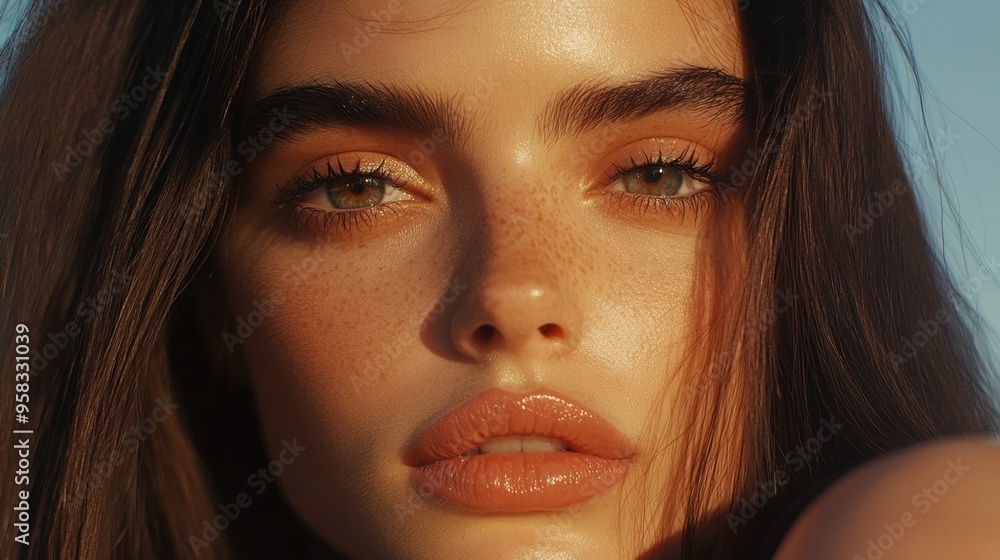 A close up of a woman with long hair