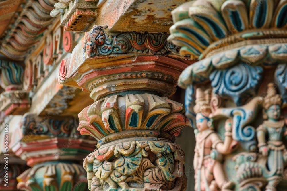 custom made wallpaper toronto digitalHindu Temple: Ancient Architecture and Colorful Decorations in Meenakshi Temple