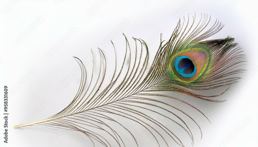 Fototapeta premium peacock feather isolated on white