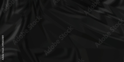 Dark black crumpled paper texture background. black crumpled and top view textures can be used for background of text or any contents.