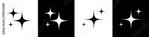 Stars set icons, different sparkle star shapes, bursts, shine sparkles signs. Sparkles icon set in flat style symbol sign for apps and website. Twinkling icon symbol. vector illustration.