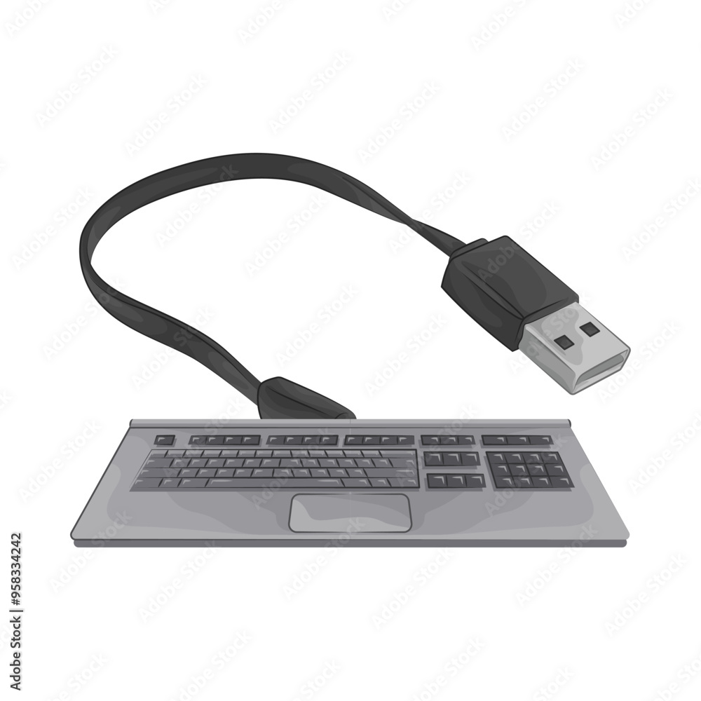 Illustration of keyboard and cable connector Illustration of keyboard and cable connector