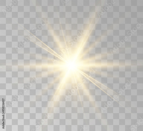 Transparent yellow sunlight special lens flash light effect. Front solar flare lenses	