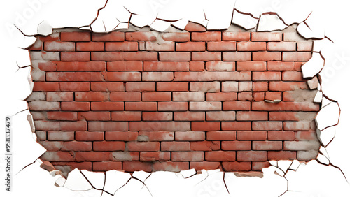 broken brick wall with hole transparent background