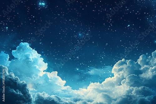 Night Sky With Stars and Clouds , ai