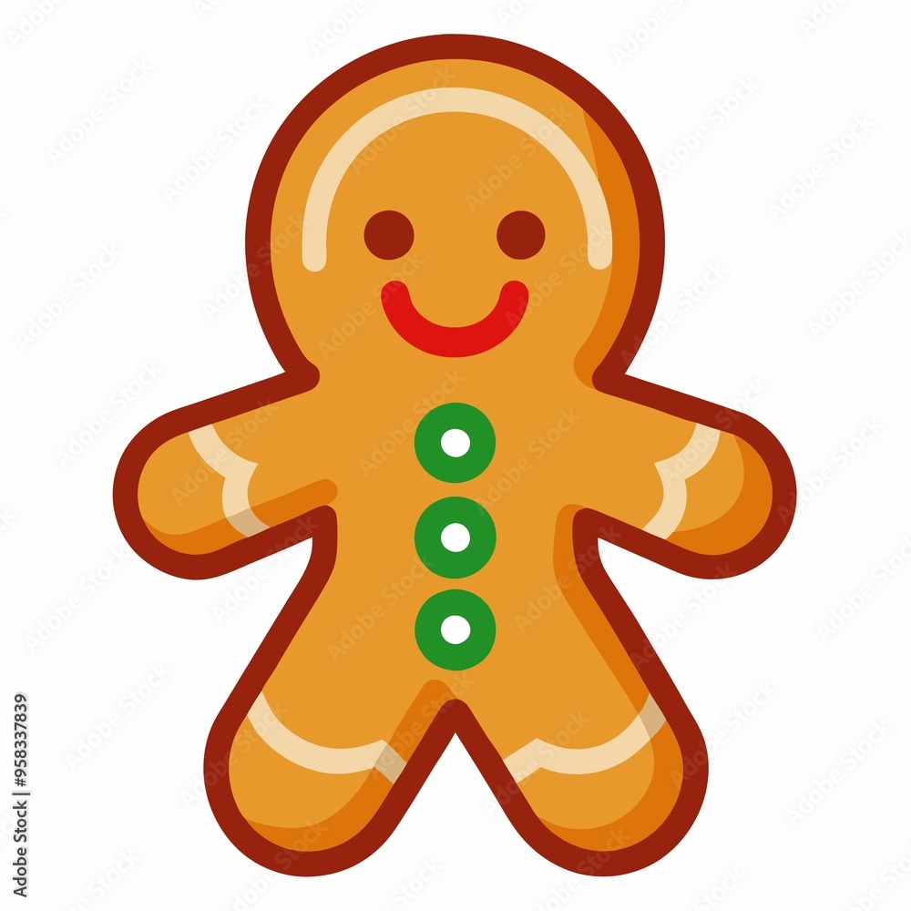 Obraz premium A cheerful gingerbread man with a bright smile on his face