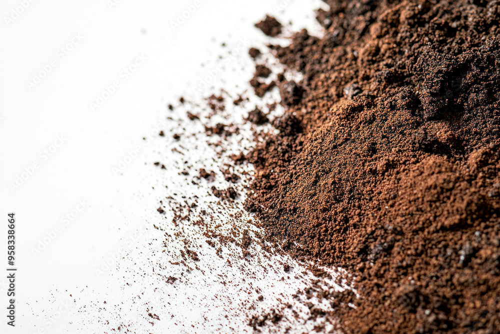 Close Up Of Moist Brown Fresh Soil on a White Background. Close Up Of Moist Brown Fresh Soil on a White Background.