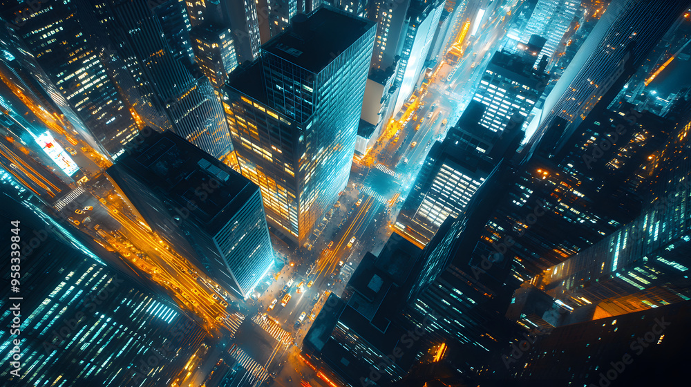 “Cinematic Shot of an Aerial View Looking Down on the Cityscape with Skyscrapers, Streets, and Traffic at Night”
“Cinematic Shot of an Aerial View Looking Down on the Cityscape with Skyscrapers, Streets, and Traffic at Night”
