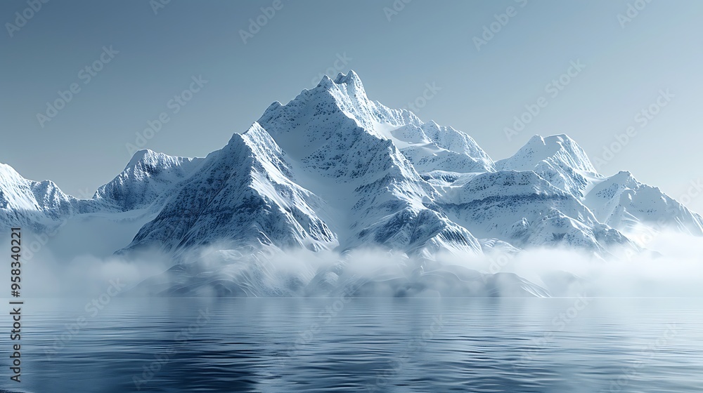 Snowy Mountain Range Reflecting on Calm Water Snowy Mountain Range Reflecting on Calm Water