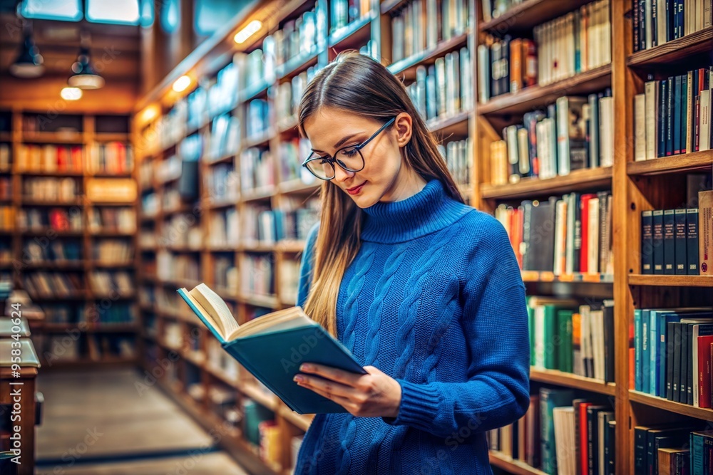 beautiful woman in a library beautiful woman in a library