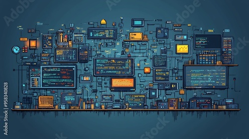 Vector illustration of mind map on programming paradigms including procedural objectoriented and functional programming photo