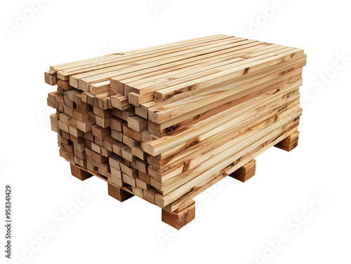 Wooden pallets isolated on transparent or white background photo