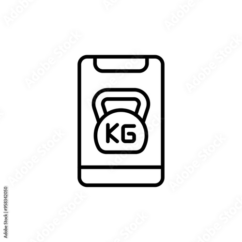Fitness app outline icons, minimalist vector illustration ,simple transparent graphic element .Isolated on white background