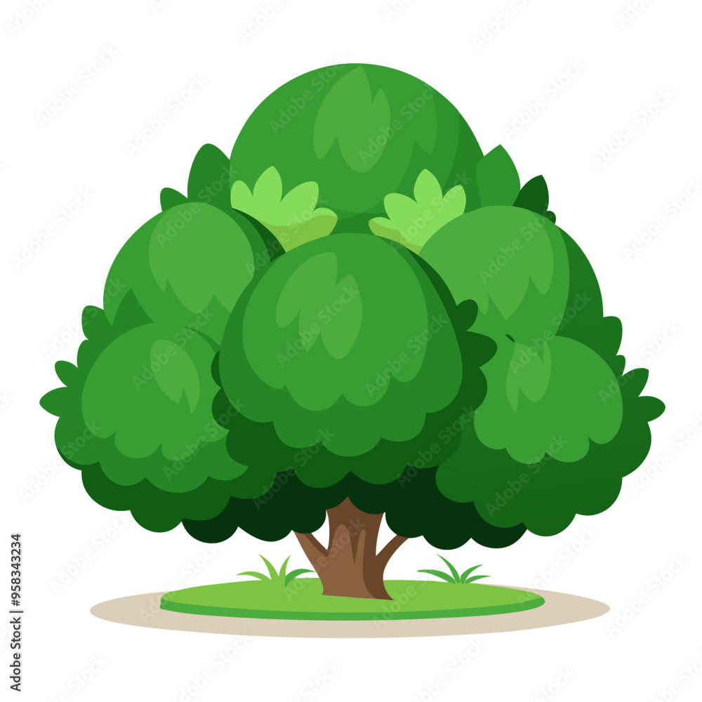 A cartoon illustration of a green tree on a white background A cartoon illustration of a green tree on a white background