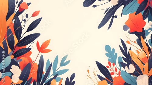 Abstract Floral Border with Copy Space